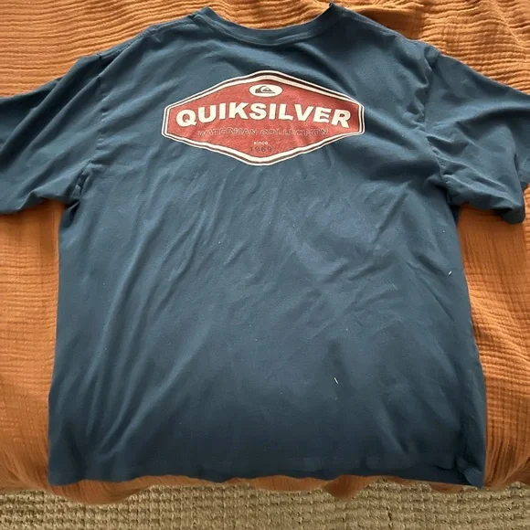 Quiksilver Teal Crewneck Short Sleeve Tee with Chest Logo - Picture 2 of 3